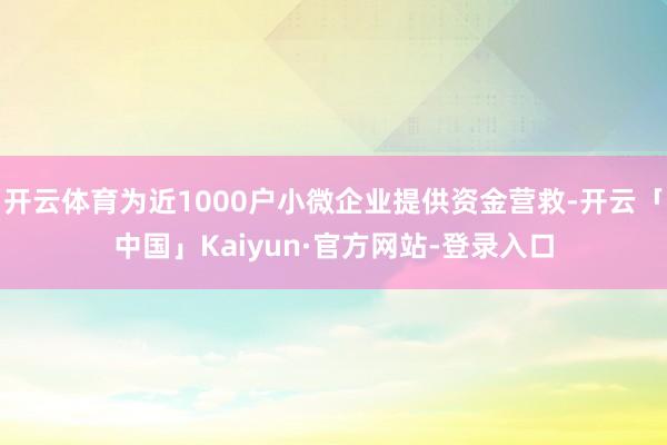 开云体育为近1000户小微企业提供资金营救-开云「中国」Kaiyun·官方网站-登录入口