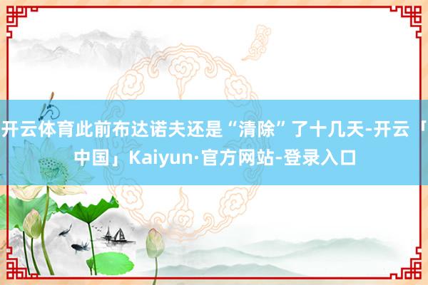 开云体育此前布达诺夫还是“清除”了十几天-开云「中国」Kaiyun·官方网站-登录入口