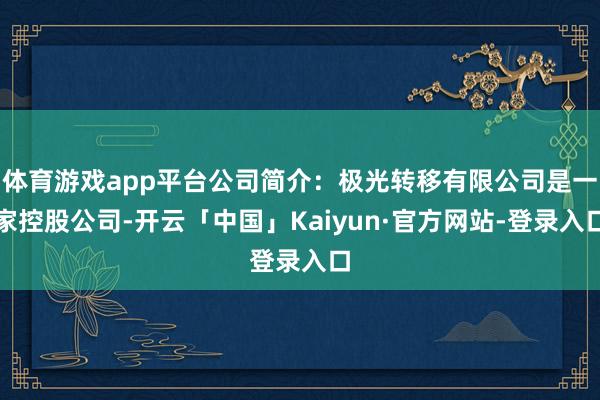 体育游戏app平台公司简介：极光转移有限公司是一家控股公司-开云「中国」Kaiyun·官方网站-登录入口