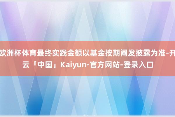 欧洲杯体育最终实践金额以基金按期阐发披露为准-开云「中国」Kaiyun·官方网站-登录入口
